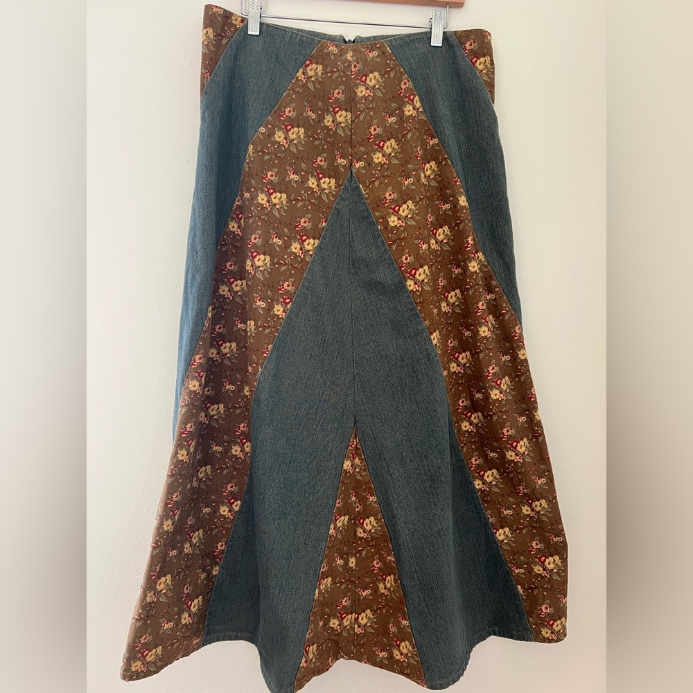 Vintage denim patchwork skirt, size 14